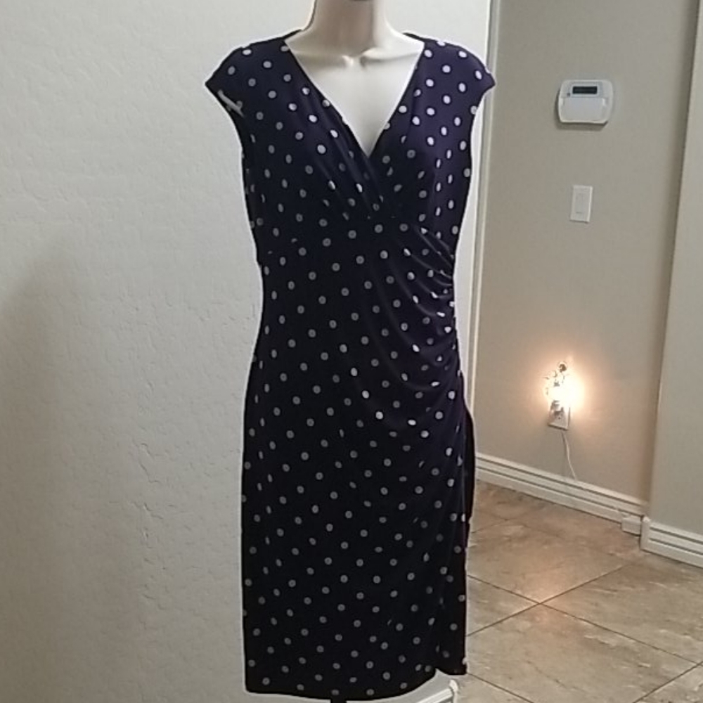 WHBM Purple Polka Dot Slimming Dress